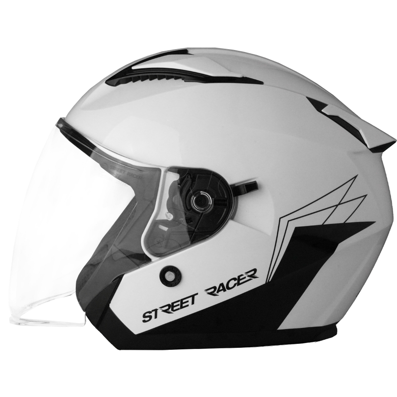 Street Racer Sonic otvorena motociklistička kaciga sjajna bijelo-crna