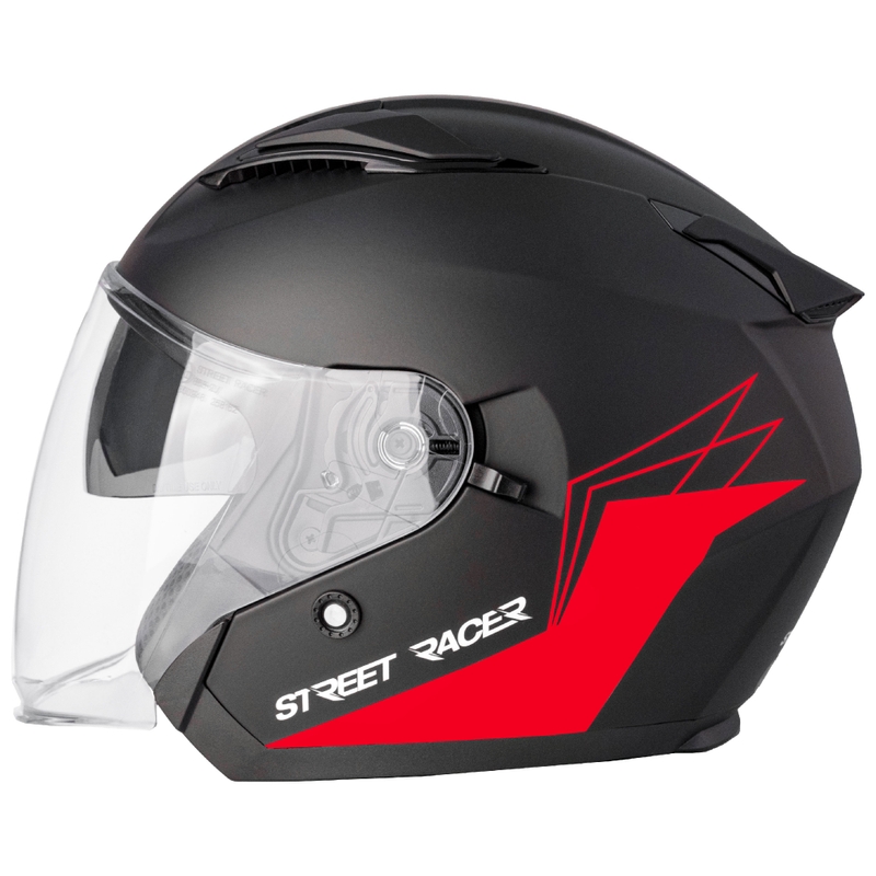 Otvorena motociklistička kaciga Street Racer Sonic mat crno-crvena