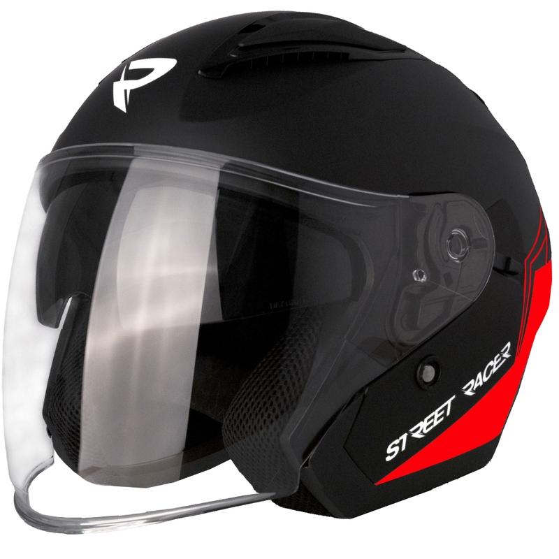 Otvorena motociklistička kaciga Street Racer Sonic mat crno-crvena