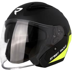 Street Racer Sonic otvorena motociklistička kaciga mat crno-fluo žuta