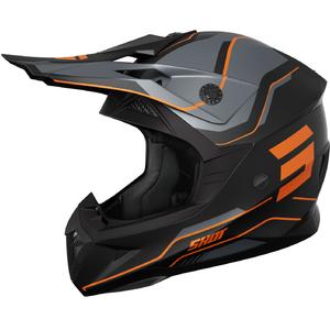 Motocross kaciga Shot Pulse Lines mat crno-narančasta
