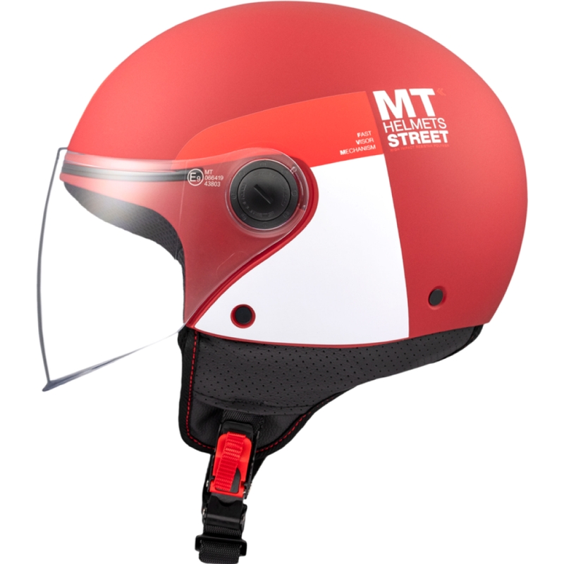 Otvorena motociklistička kaciga MT STREET INBOARD C5 mat crveno-bijela
