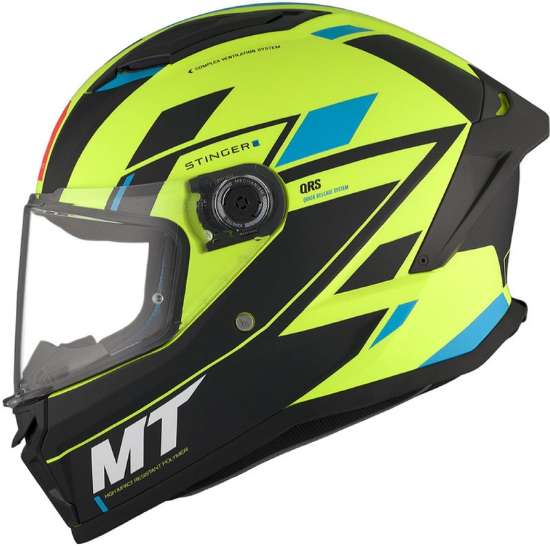 Integralna motociklistička kaciga MT Stinger 2 Solid Zivze fluo zeleno-crno-plava mat