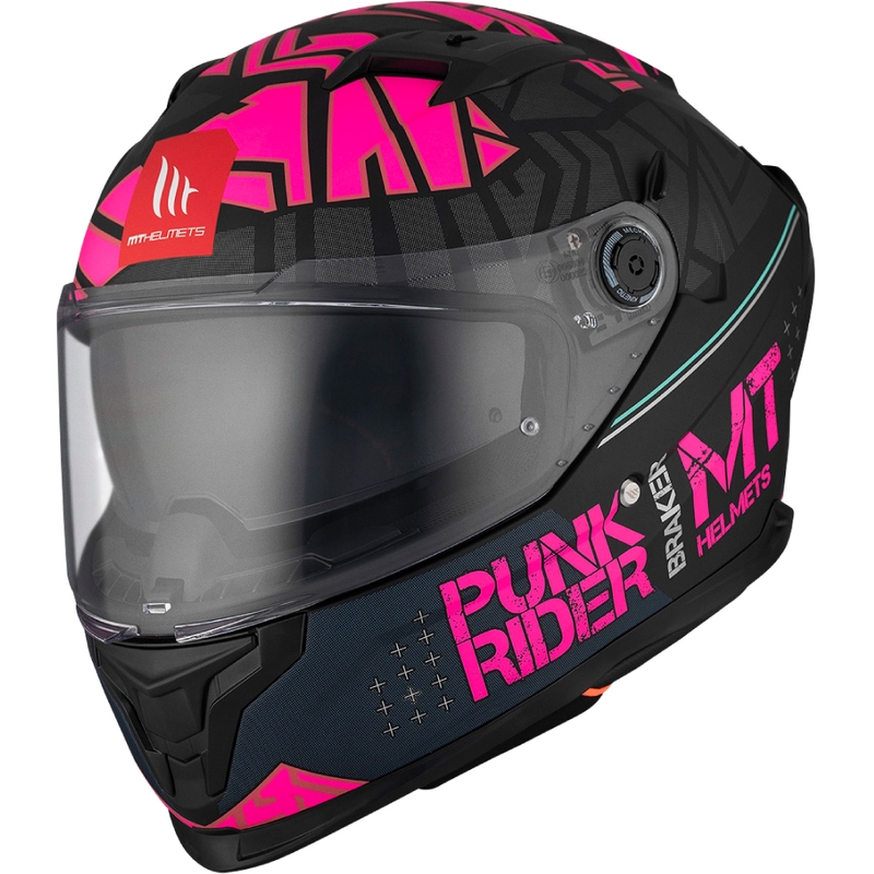 Integrální helma na motorku MT BRAKER SV PUNK RIDER B8 černo-růžová