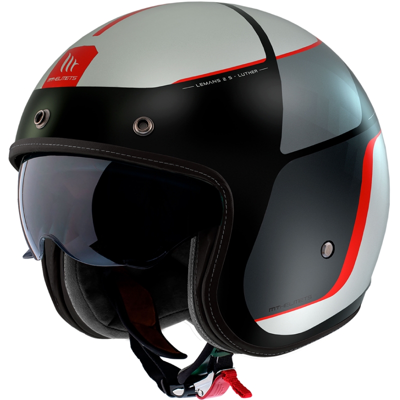 Otvorena motociklistička kaciga MT Le Mans 2 SV Luther B15 mat crno-sivo-bijelo-crvena