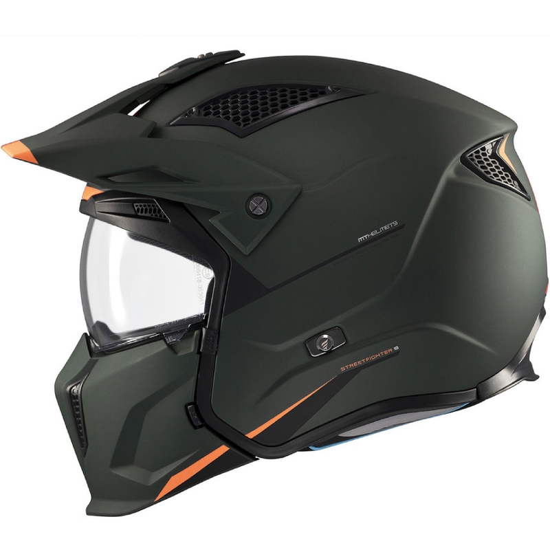 Otvorena kaciga s maskom MT Streetfighter SV S Solid A6 mat zelena