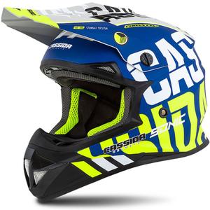 Motocross kaciga Cassida Cross Cup Sonic fluo žuto-plava mat