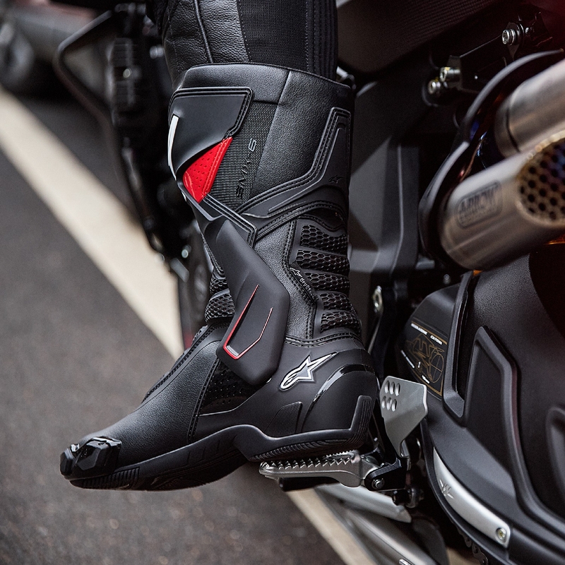 Motorističke čizme Alpinestars SMX-6 3 Drystar crno-crvene