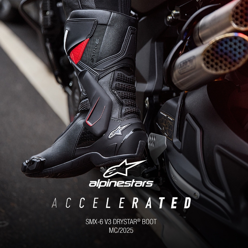Motorističke čizme Alpinestars SMX-6 3 Drystar crno-crvene