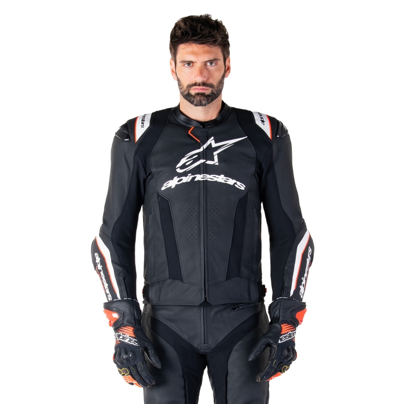 Kožna motoristička jakna Alpinestars Missile 3 Ignition crno-bijela