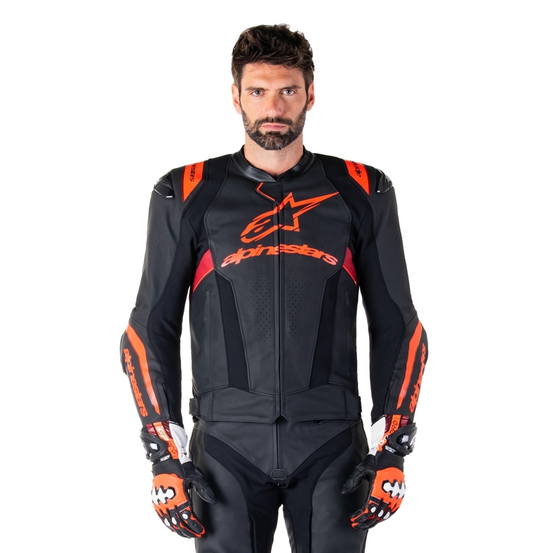 Alpinestars Missile 3 Ignition kožna motociklistička jakna crna-fluo crvena-tamno crvena