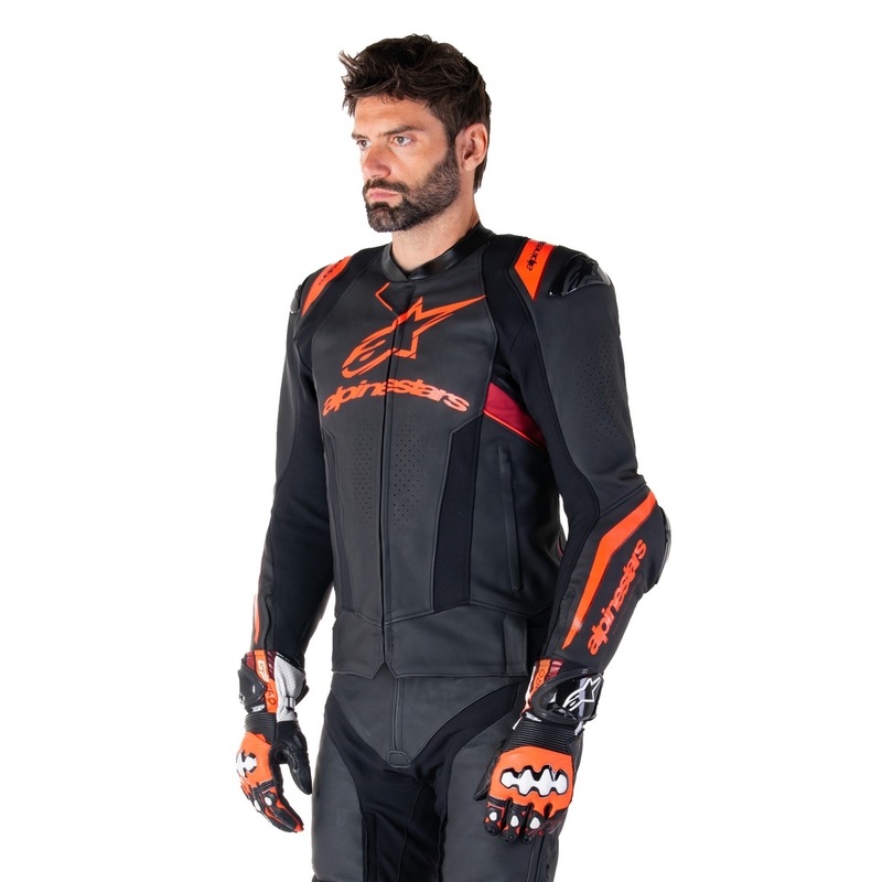 Alpinestars Missile 3 Ignition kožna motociklistička jakna crna-fluo crvena-tamno crvena