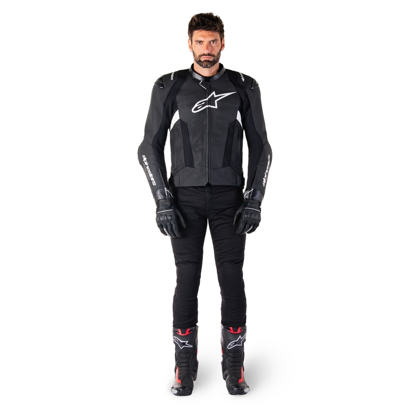 Kožna motoristička jakna Alpinestars Missile 3 crno-bijela