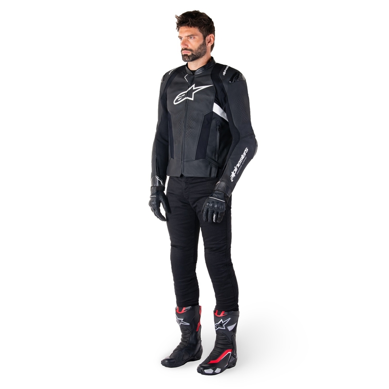 Kožna motoristička jakna Alpinestars Missile 3 crno-bijela