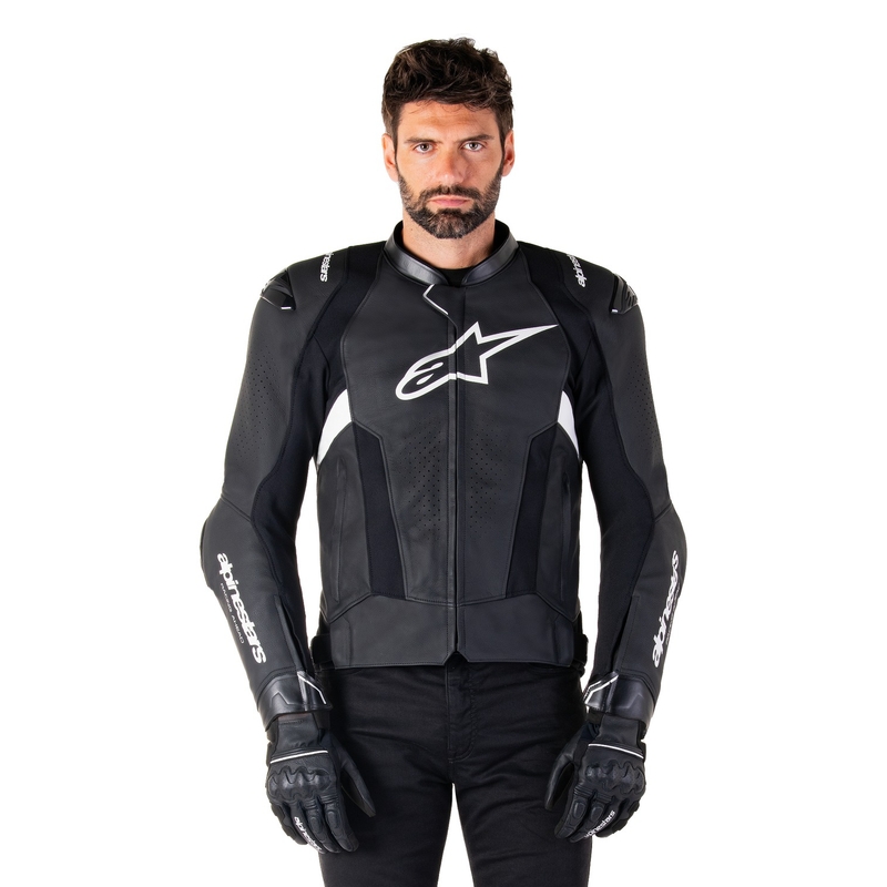 Kožna motoristička jakna Alpinestars Missile 3 crno-bijela
