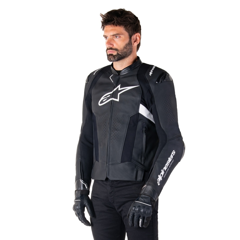 Kožna motoristička jakna Alpinestars Missile 3 crno-bijela