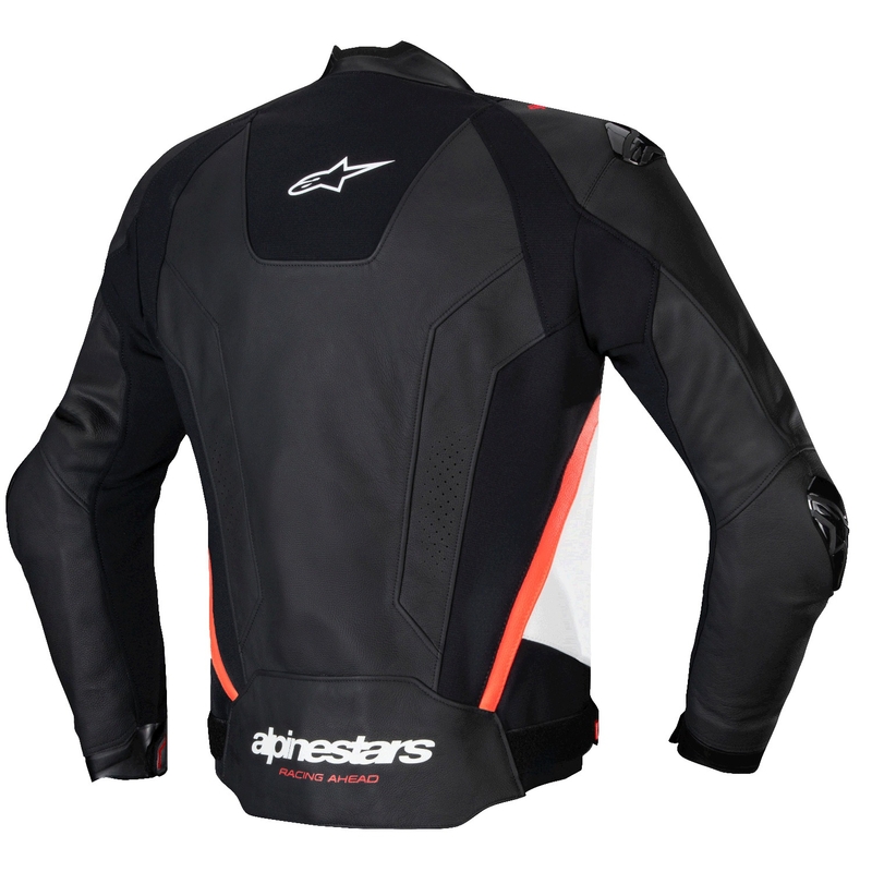 Kožna motoristička jakna Alpinestars Missile 3 crno-bijela-fluo crvena