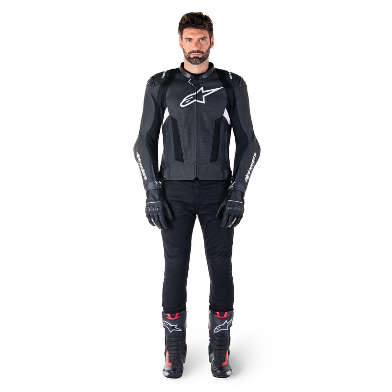 Kožna motoristička jakna Alpinestars Missile 3 Airflow crno-bijela