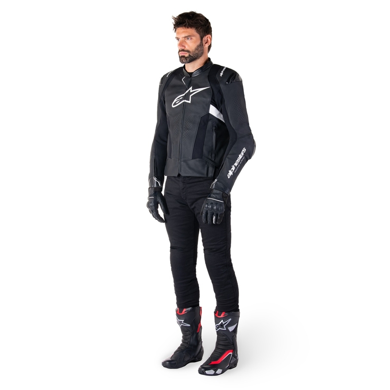 Kožna motoristička jakna Alpinestars Missile 3 Airflow crno-bijela