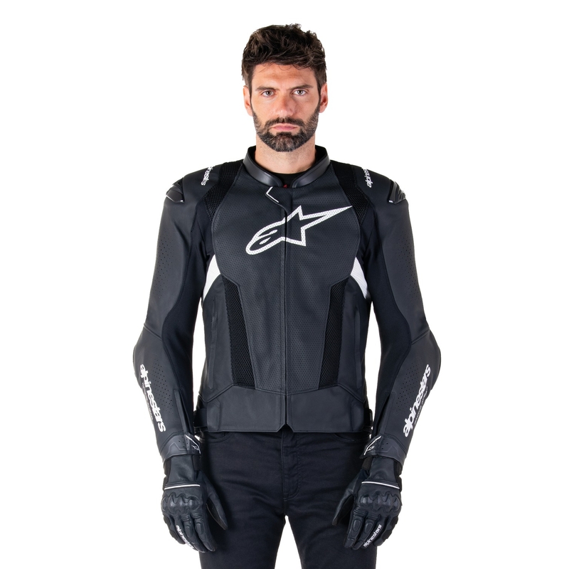 Kožna motoristička jakna Alpinestars Missile 3 Airflow crno-bijela