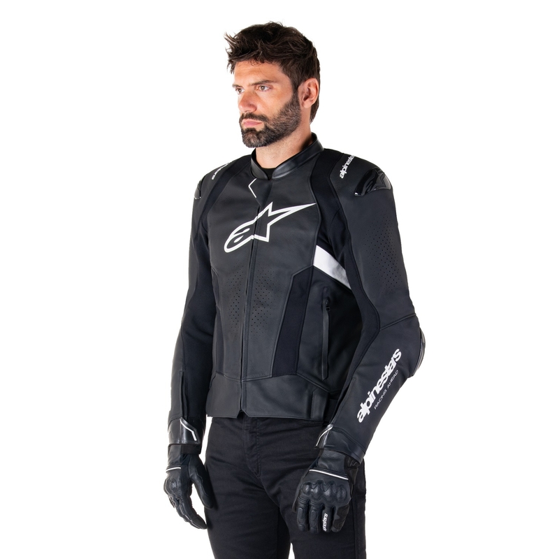 Kožna motoristička jakna Alpinestars Missile 3 Airflow crno-bijela