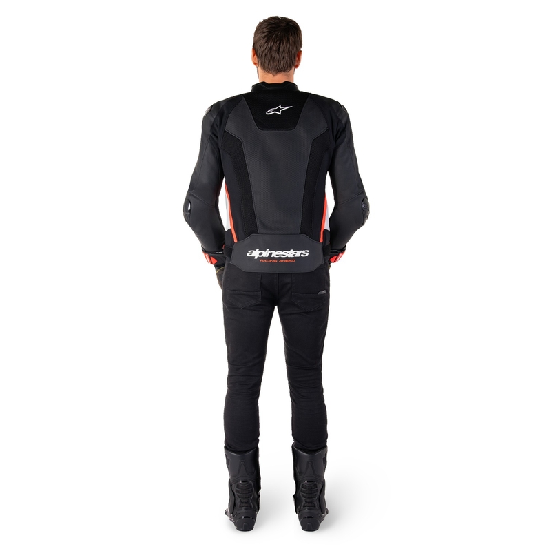 Kožna motociklistička jakna Alpinestars Missile 3 Airflow crno-bijela-fluo crvena