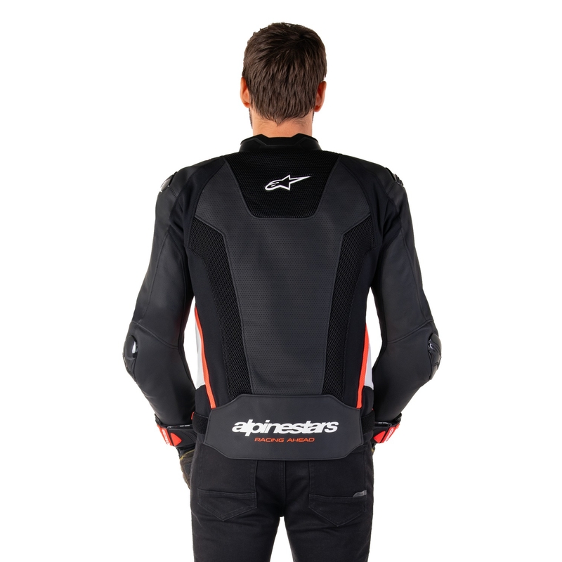 Kožna motociklistička jakna Alpinestars Missile 3 Airflow crno-bijela-fluo crvena