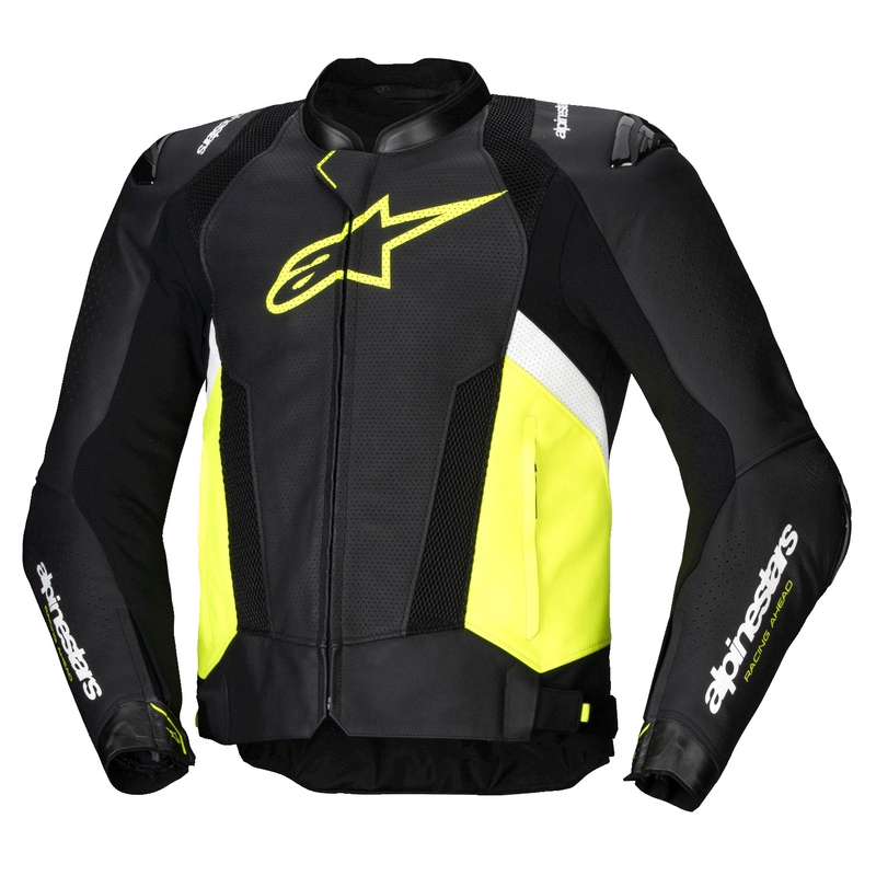 Kožna motociklistička jakna Alpinestars Missile 3 Airflow crno-fluo žuto-bijela