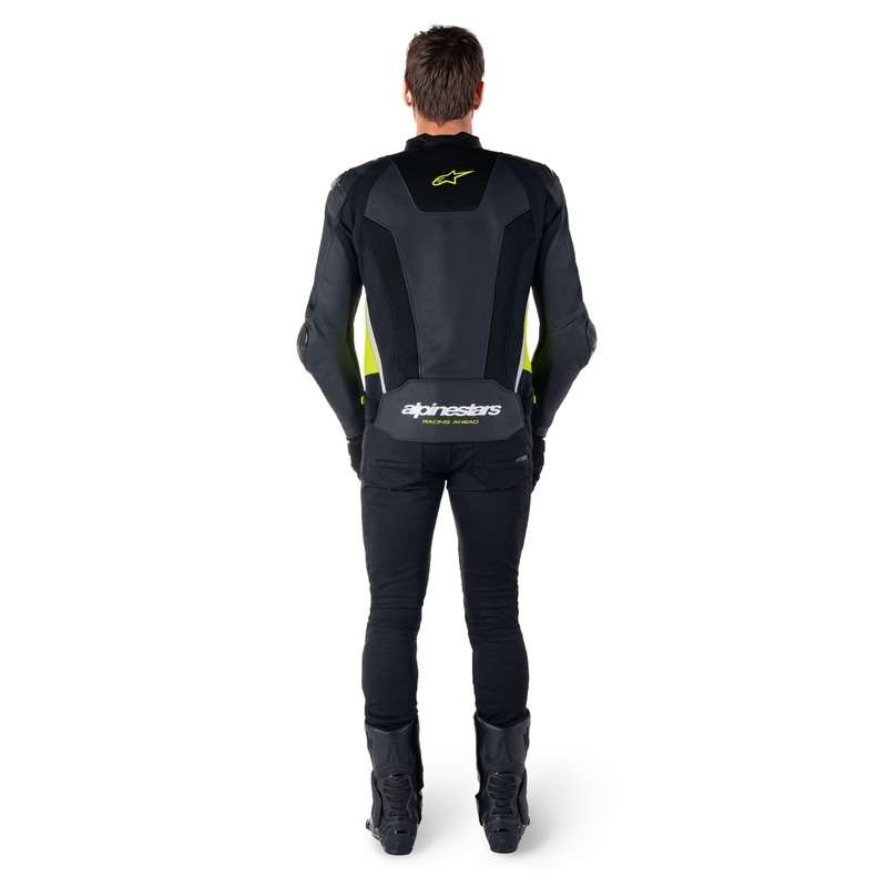 Kožna motociklistička jakna Alpinestars Missile 3 Airflow crno-fluo žuto-bijela