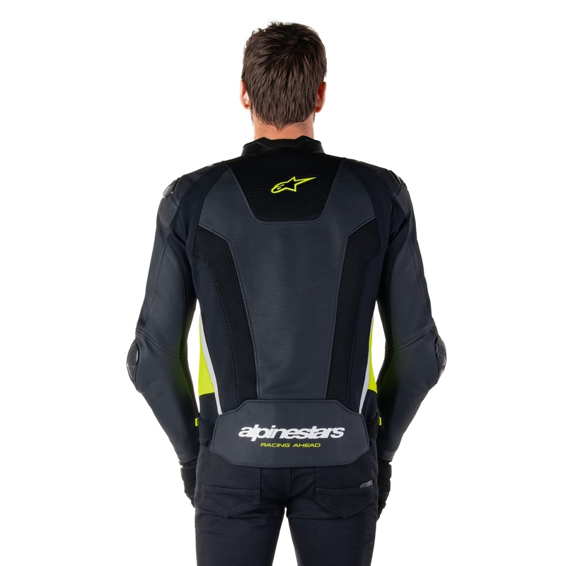 Kožna motociklistička jakna Alpinestars Missile 3 Airflow crno-fluo žuto-bijela