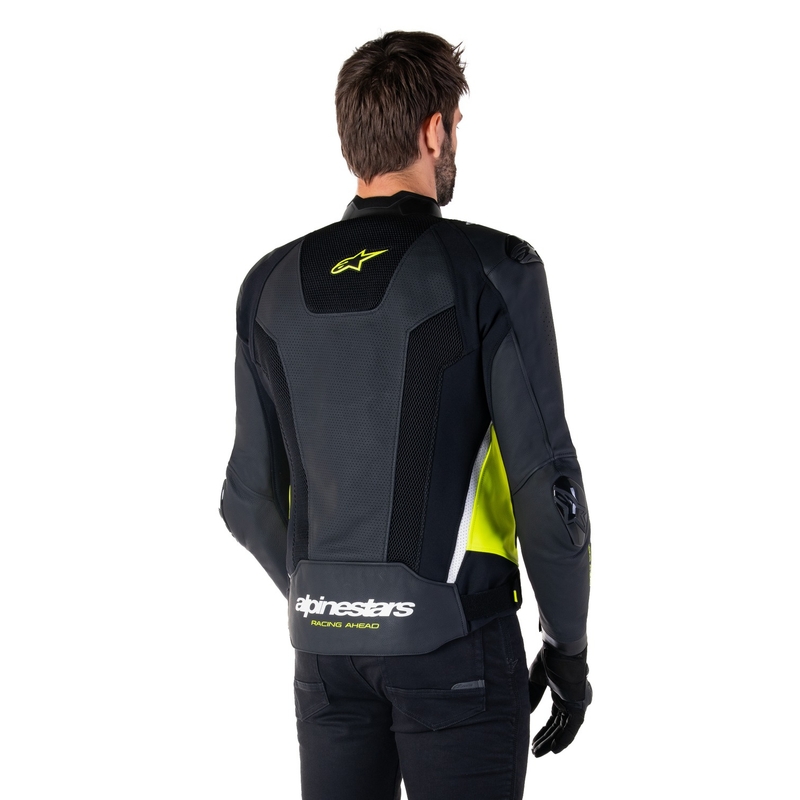 Kožna motociklistička jakna Alpinestars Missile 3 Airflow crno-fluo žuto-bijela