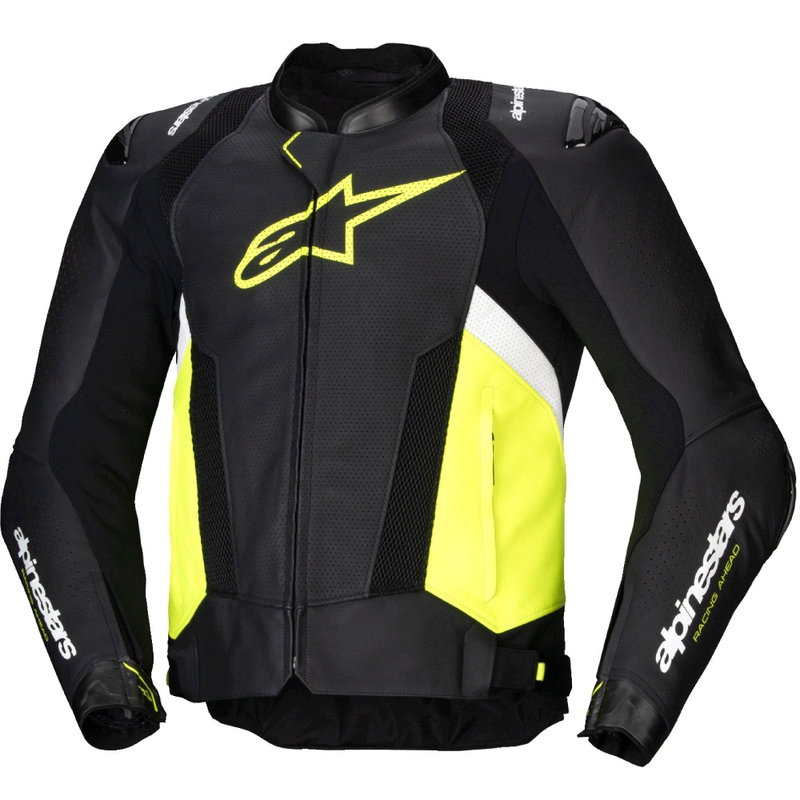 Kožna motociklistička jakna Alpinestars Missile 3 Airflow crno-fluo žuto-bijela
