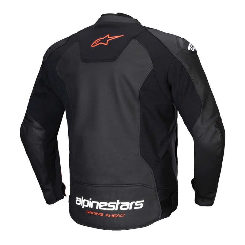 Kožna motoristička jakna Alpinestars Faster 3 crno-fluo crvena