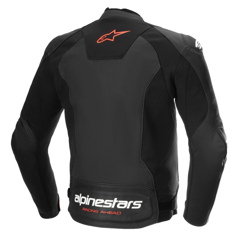 Kožna motociklistička jakna Alpinestars Faster 3 Airflow crno-fluo crvena