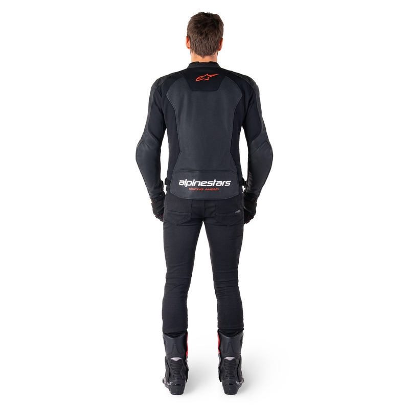 Kožna motociklistička jakna Alpinestars Faster 3 Airflow crno-fluo crvena