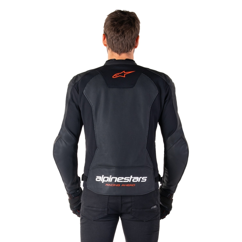 Kožna motociklistička jakna Alpinestars Faster 3 Airflow crno-fluo crvena