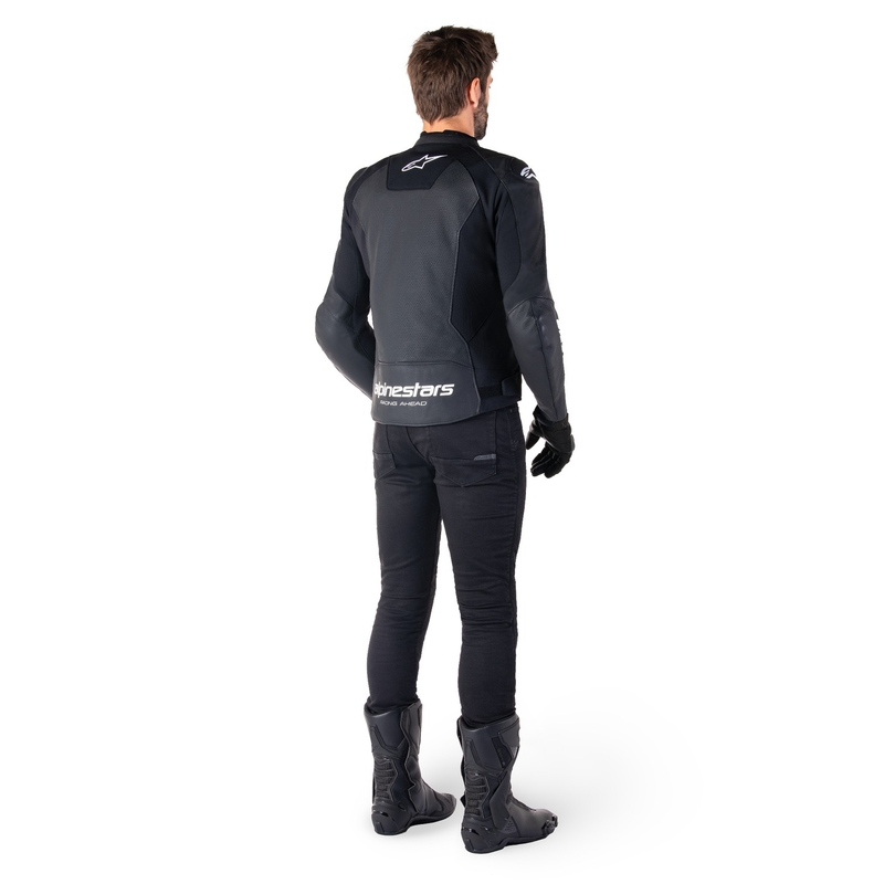 Kožna motoristička jakna Alpinestars Faster 3 Airflow crno-bijela