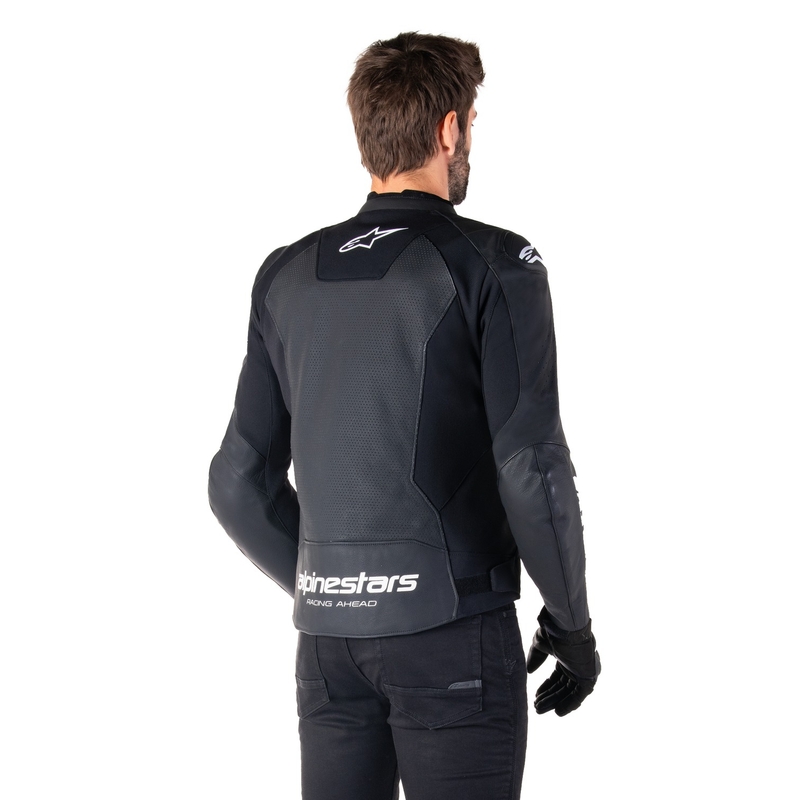 Kožna motoristička jakna Alpinestars Faster 3 Airflow crno-bijela
