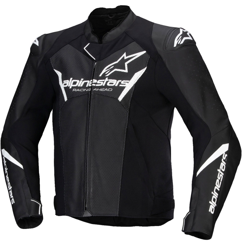 Kožna motoristička jakna Alpinestars Faster 3 Airflow crno-bijela
