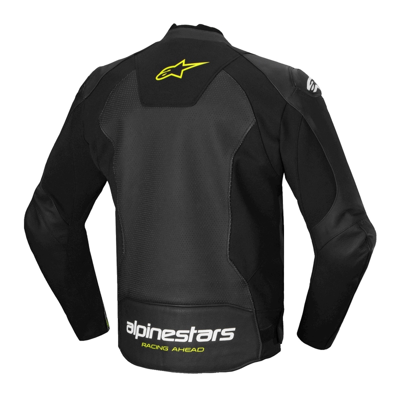 Kožna motoristička jakna Alpinestars Faster 3 Airflow crno-bijelo-žuta