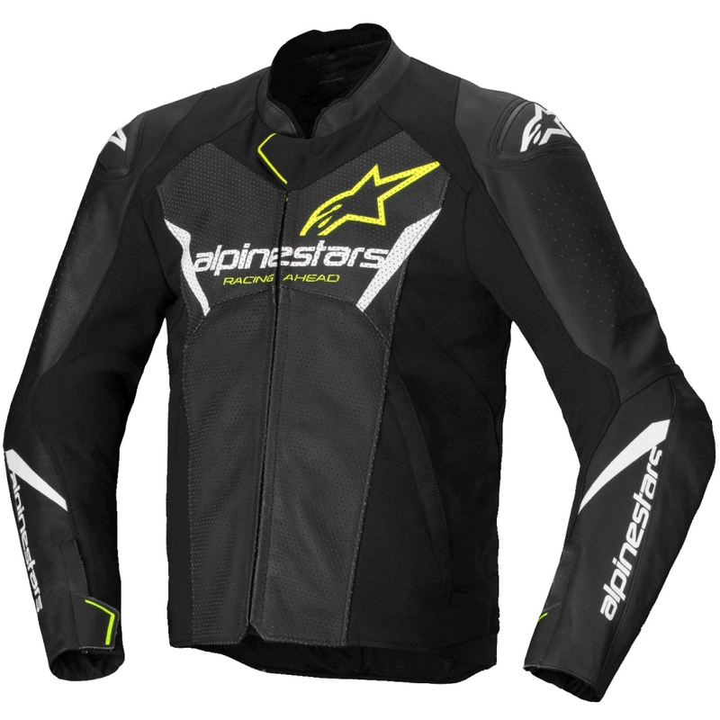 Kožna motoristička jakna Alpinestars Faster 3 Airflow crno-bijelo-žuta