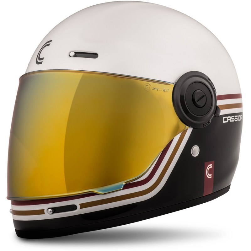 Integralna motociklistička kaciga Cassida Fiber Super Hooligan Karat bijelo-crno-crveno-zlatno rasprodaja