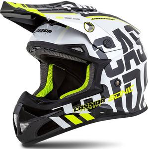 Motocross kaciga Cassida Cross Cup Sonic crno-bijela-fluo žuta