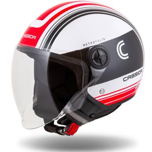 Otvorena motociklistička kaciga Cassida Handy Metropolis crno-bijelo-crvena