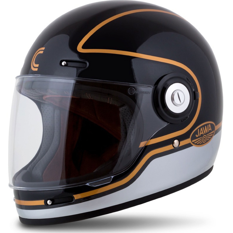 Integralna moto kaciga Cassida Fiber Jawa Sport crna-srebrna-zlatna