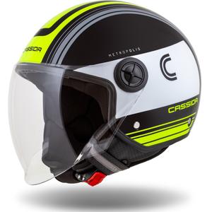 Cassida Handy Metropolis otvorena motociklistička kaciga crno-bijela-fluo žuto-siva