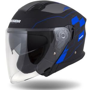 Otvorena motociklistička kaciga Cassida Jet Tech Roxor crno-sivo-plava mat
