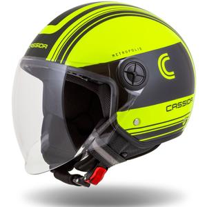 Otvorena motociklistička kaciga Cassida Handy Metropolis Safety fluo žuto-crna-reflektirajuća siva
