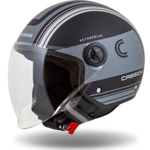 Otvorena motociklistička kaciga Cassida Handy Metropolis Safety crna-reflektirajuća siva