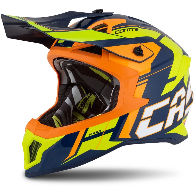 Motocross kaciga Cassida Cross Pro 2 Contra fluo žuto-narančasto-plava